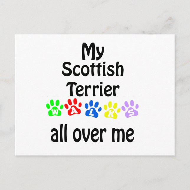 Scottish Terrier Walks Design Postcard (Front)