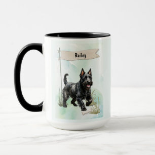 Scottish Terrier Watercolor Personalized Dog Mug