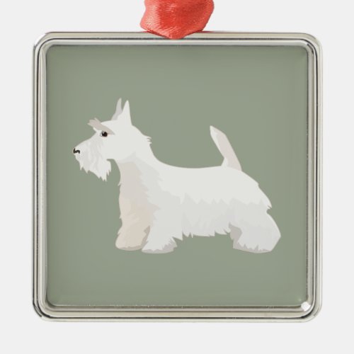 Scottish Terrier Wheaten Basic Breed Sihouette Metal Ornament