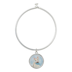 Scottish Terrier Wheaten Dog Painting Original Art Bangle Bracelet