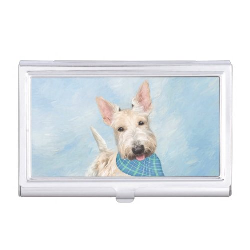 Scottish Terrier Wheaten Dog Painting Original Art Business Card Case