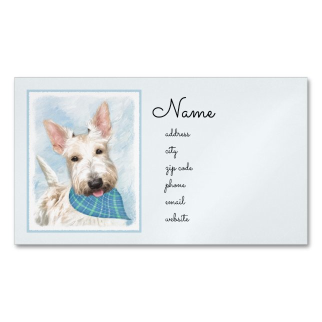 Scottish Terrier Wheaten Dog Painting Original Art Business Card Magnet (Front)