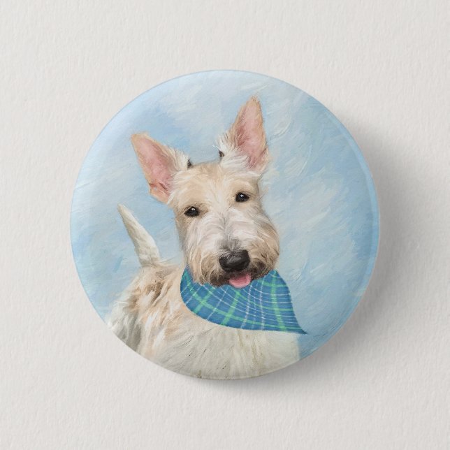 Scottish Terrier Wheaten Dog Painting Original Art Button (Front)
