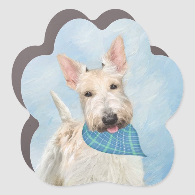 Scottish Terrier Wheaten Dog Painting Original Art Car Magnet (Front)