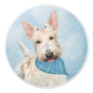Scottish Terrier Wheaten Dog Painting Original Art Ceramic Knob
