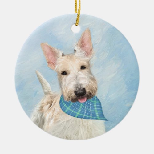 Scottish Terrier Wheaten Dog Painting Original Art Ceramic Ornament