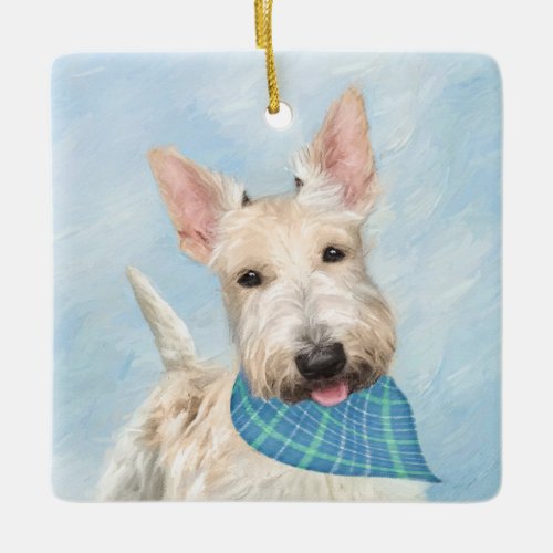 Scottish Terrier Wheaten Dog Painting Original Art Ceramic Ornament