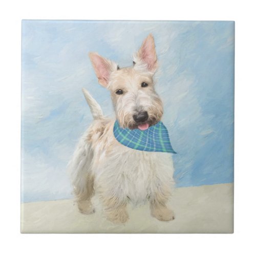 Scottish Terrier Wheaten Dog Painting Original Art Ceramic Tile