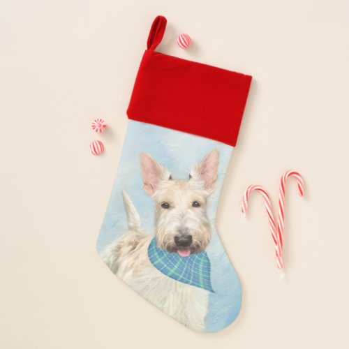 Scottish Terrier Wheaten Dog Painting Original Art Christmas Stocking