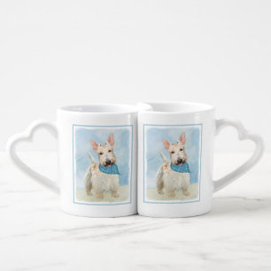 Scottish Terrier Wheaten Dog Painting Original Art Coffee Mug Set