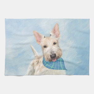 Scottish Terrier Wheaten Dog Painting Original Art Kitchen Towel