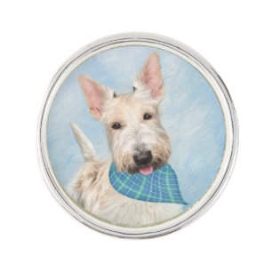 Scottish Terrier Wheaten Dog Painting Original Art Lapel Pin