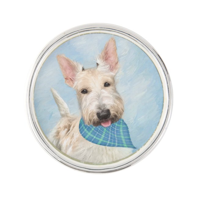 Scottish Terrier Wheaten Dog Painting Original Art Lapel Pin (Front)