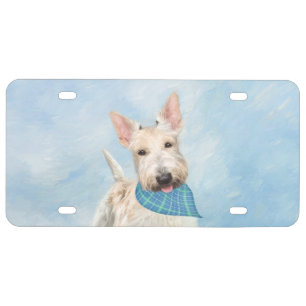 Scottish Terrier Wheaten Dog Painting Original Art License Plate