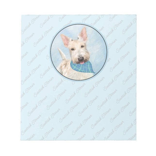Scottish Terrier Wheaten Dog Painting Original Art Notepad (Front)