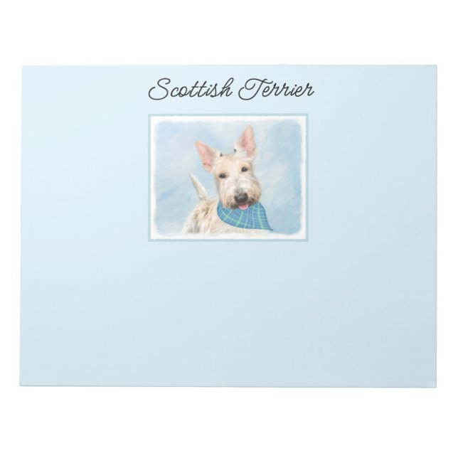 Scottish Terrier Wheaten Dog Painting Original Art Notepad (Front)