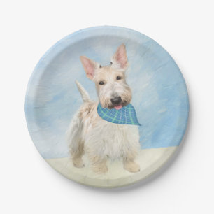 Scottish Terrier Wheaten Dog Painting Original Art Paper Plates