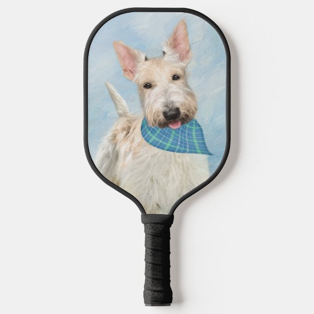 Scottish Terrier Wheaten Dog Painting Original Art Pickleball Paddle (Front)