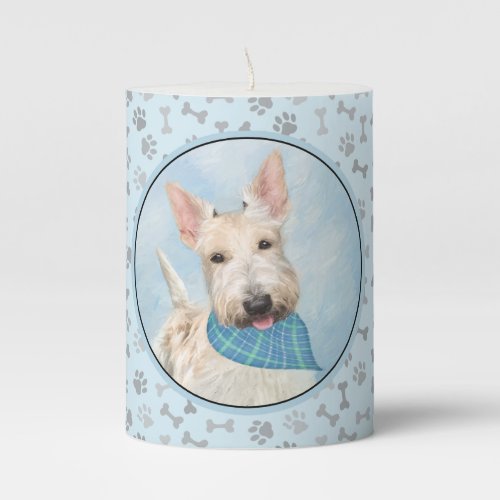 Scottish Terrier Wheaten Dog Painting Original Art Pillar Candle