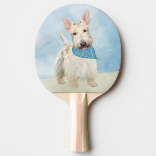 Scottish Terrier Wheaten Dog Painting Original Art Ping Pong Paddle
