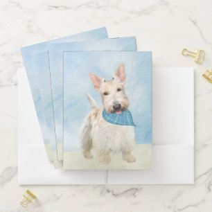 Scottish Terrier Wheaten Dog Painting Original Art Pocket Folder