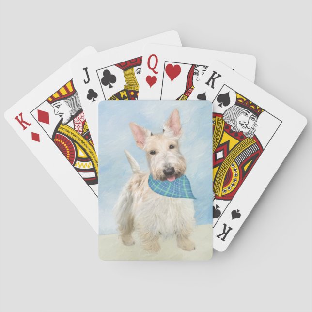 Scottish Terrier Wheaten Dog Painting Original Art Poker Cards (Back)
