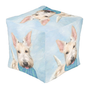 Scottish Terrier Wheaten Dog Painting Original Art Pouf