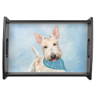 Scottish Terrier Wheaten Dog Painting Original Art Serving Tray