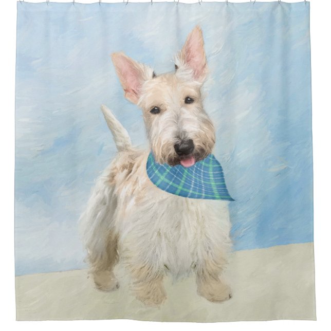Scottish Terrier Wheaten Dog Painting Original Art Shower Curtain (Front)