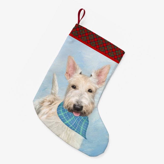 Scottish Terrier Wheaten Dog Painting Original Art Small Christmas Stocking (Front (Hanging))