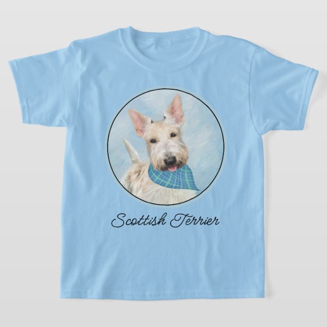 Scottish Terrier Wheaten Dog Painting Original Art T-Shirt (Laydown)