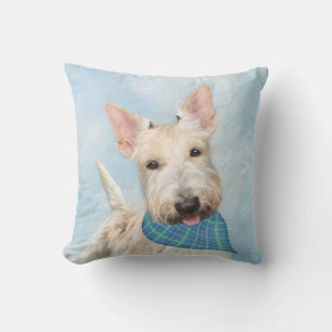 Scottish Terrier Wheaten Dog Painting Original Art Throw Pillow