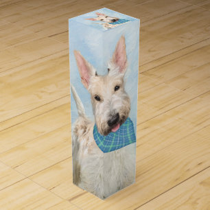 Scottish Terrier Wheaten Dog Painting Original Art Wine Box