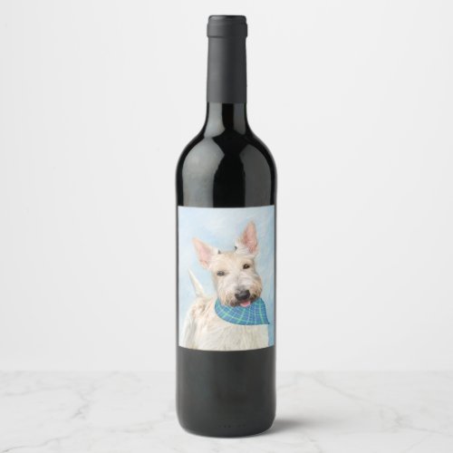 Scottish Terrier Wheaten Dog Painting Original Art Wine Label