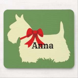Scottish Terrier wheaten silhouette, Island green Mouse Pad