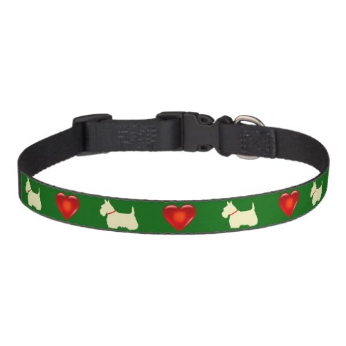 Scottish Terrier Wheaten silhouette red heart Pet Collar
