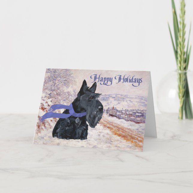 Scottish Terrier Winter Holiday Card (Front)