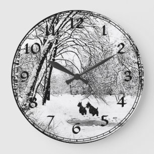 Scottish Terrier Winter Snow Clock
