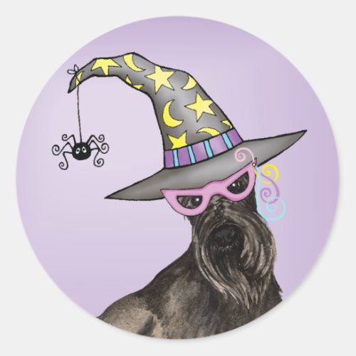 Scottish Terrier Witch Classic Round Sticker