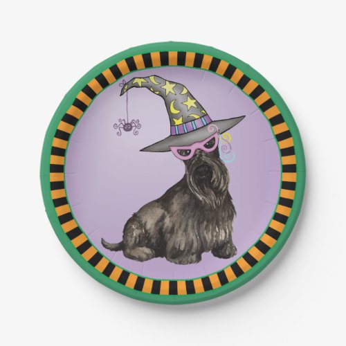 Scottish Terrier Witch Paper Plate