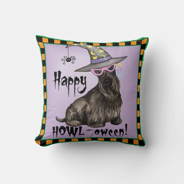 Scottish Terrier Witch Throw Pillow (Front)