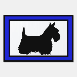 Scottish Terrier with blue boarder Sign