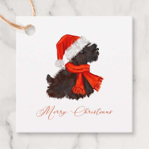 Scottish Terrier with Santa Hat  Scarf Favor Tags