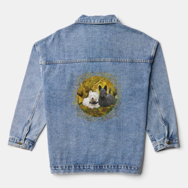 Scottish Terrier with Westie Denim Jacket (Back)