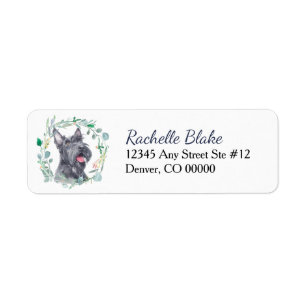 Scottish Terrier Wreath Return Address Label