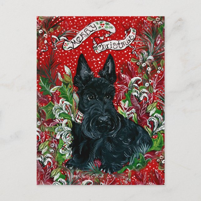 Scottish Terrier Xmas Holiday Postcard (Front)