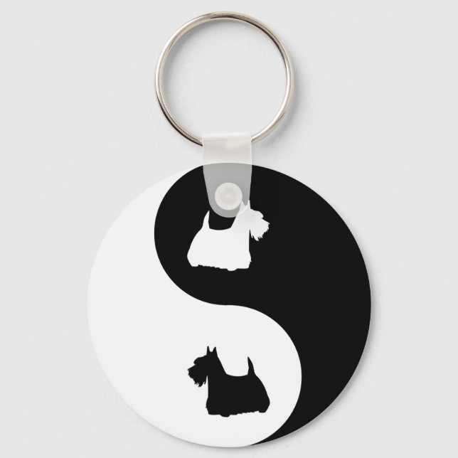 Scottish Terrier Yin Yang Keychain (Front)