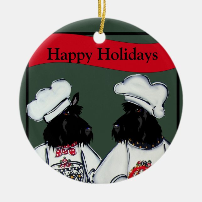 Scottish Terriers Ceramic Ornament (Front)