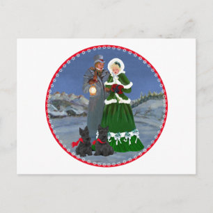 Scottish Terriers Christmas Carol Holiday Postcard