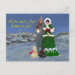 Scottish Terriers Christmas Carols Holiday Postcard